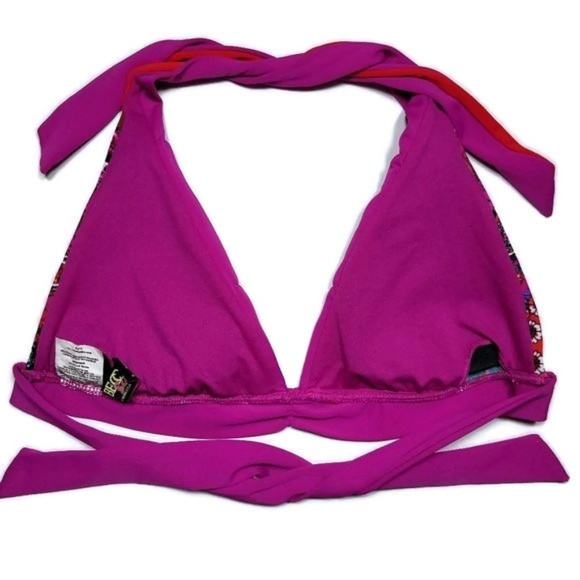 Becca Bikini Top Boho Paisley String Red Pink L - Picture 2 of 7